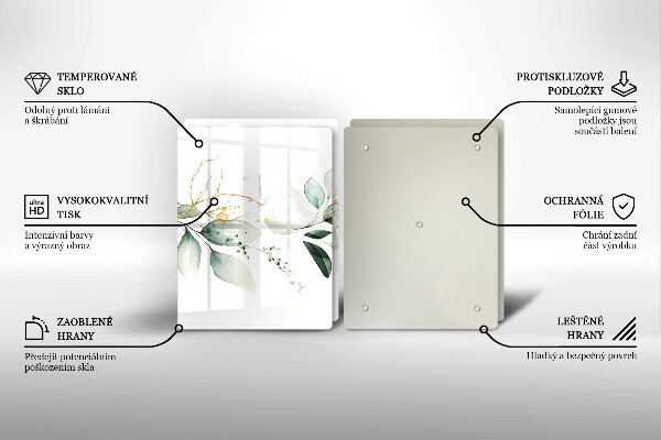 Skärbräda glas Akvarell blad