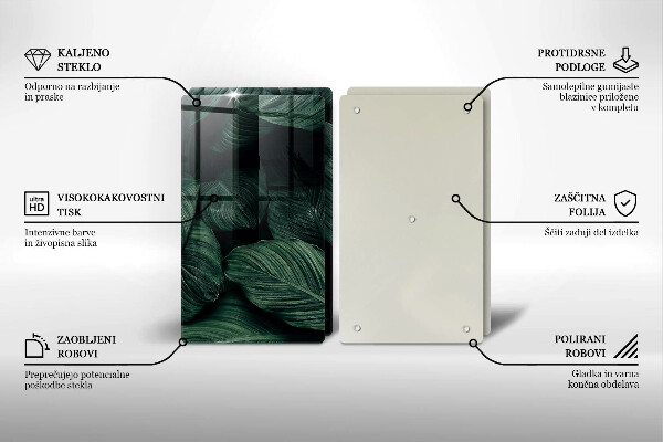 Skärbräda glas Mörka löv