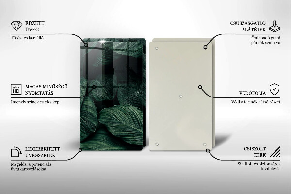 Skärbräda glas Mörka löv