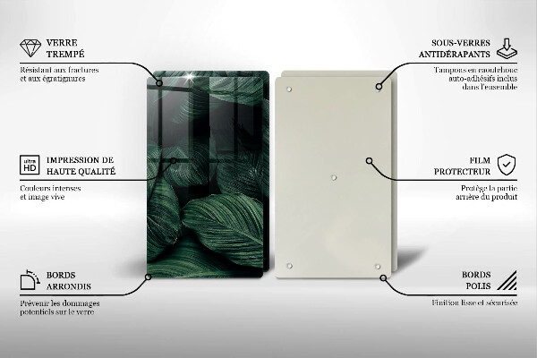 Skärbräda glas Mörka löv