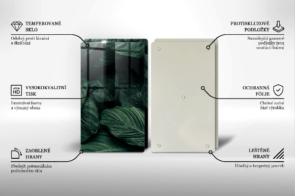 Skärbräda glas Mörka löv