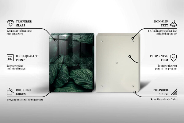 Skärbräda glas Mörka löv