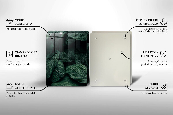 Skärbräda glas Mörka löv