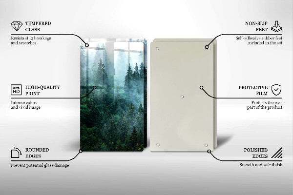 Skärbräda glas Skog i dimman