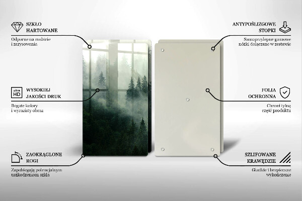 Skärbräda glas Dimmigt skogslandskap