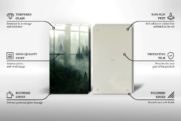 Skärbräda glas Dimmigt skogslandskap