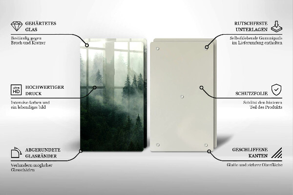 Skärbräda glas Dimmigt skogslandskap