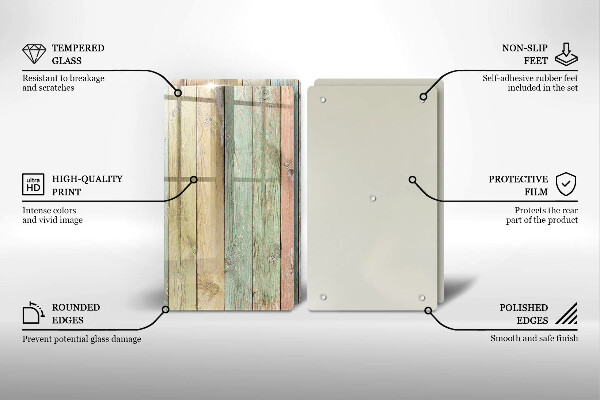 Skärbräda glas Färgglada vintagebrädor