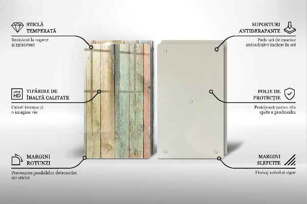 Skärbräda glas Färgglada vintagebrädor