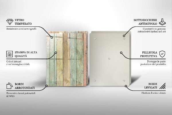 Skärbräda glas Färgglada vintagebrädor