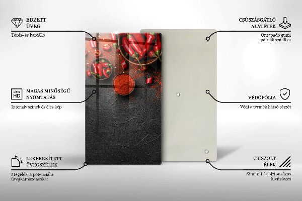 Glasskärbräda Röd chilipeppar