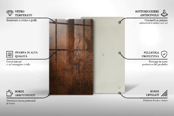 Glasskärbräda Mörk träskiva