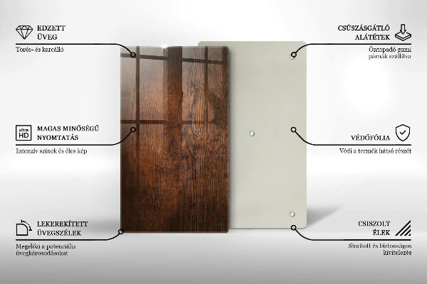 Glasskärbräda Mörk träskiva