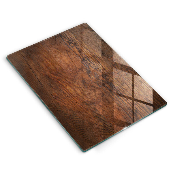 Glasskärbräda med mörk trädesign