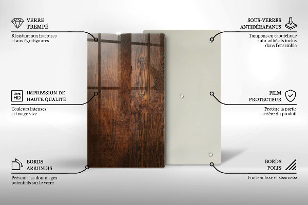 Glasskärbräda Mörk träskiva