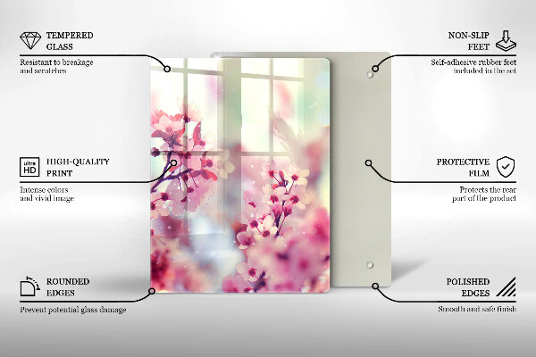 Glasskärbräda med mörk trädesign