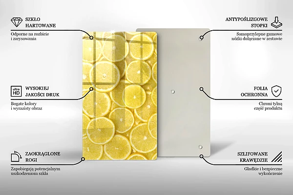 Skärbräda i glas med citronmotiv
