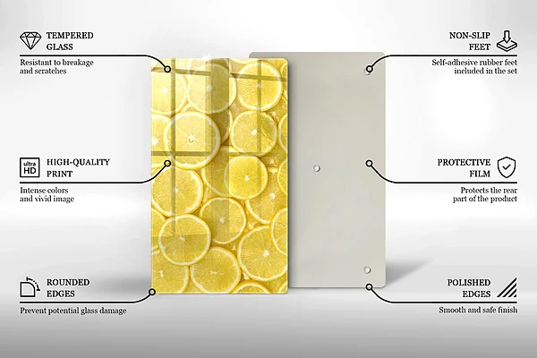 Skärbräda i glas med citronmotiv
