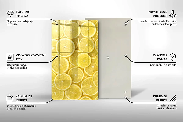 Skärbräda i glas med citronmotiv