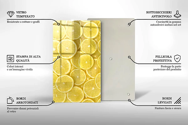 Skärbräda i glas med citronmotiv