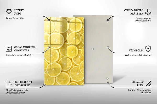 Skärbräda i glas med citronmotiv