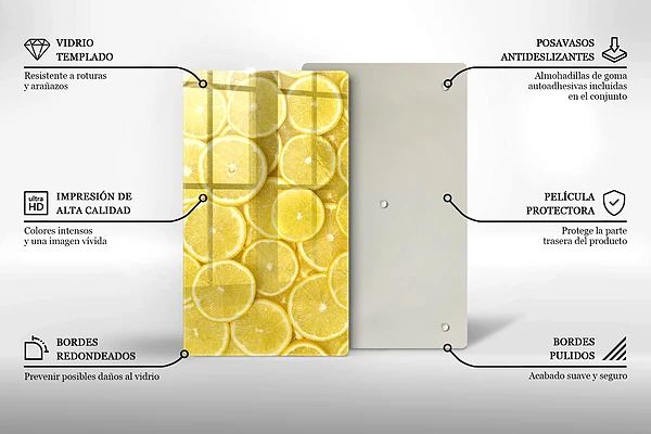 Skärbräda i glas med citronmotiv
