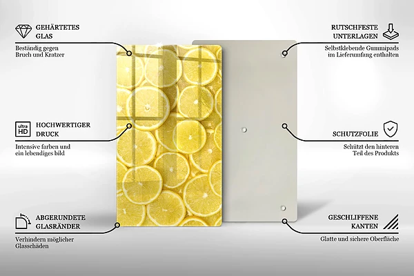 Skärbräda i glas med citronmotiv