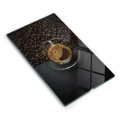 Glasskärbräda med motiv av kaffe och bönor