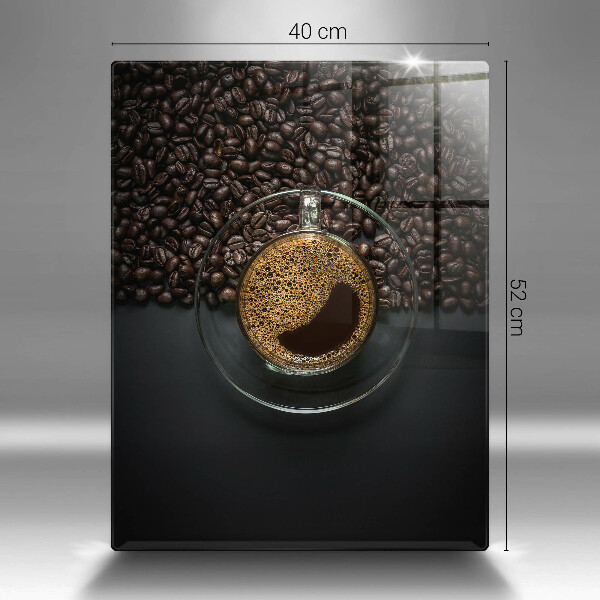 Glasskärbräda med motiv av kaffe och bönor