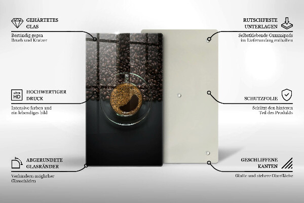 Glasskärbräda Kaffe och bönor