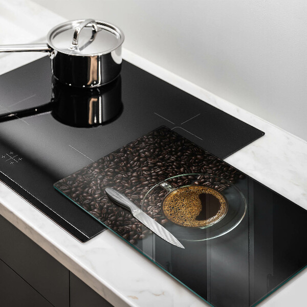 Glasskärbräda med motiv av kaffe och bönor