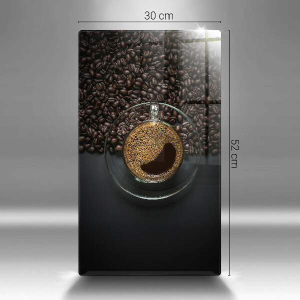 Glasskärbräda med motiv av kaffe och bönor
