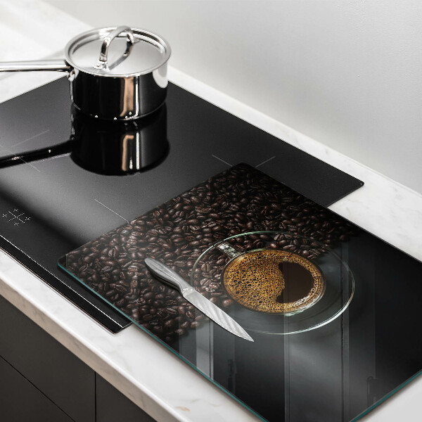 Glasskärbräda med motiv av kaffe och bönor