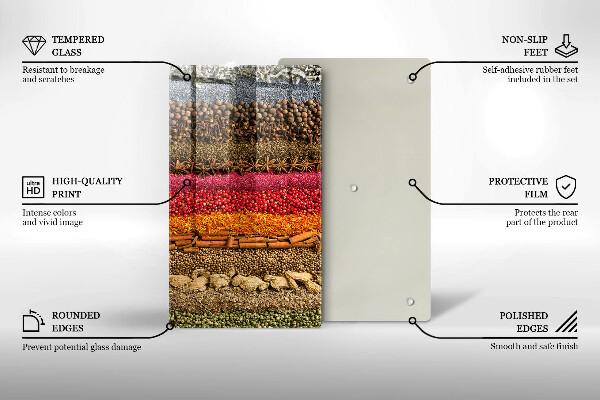 Glasskärbräda Färgglada kryddor