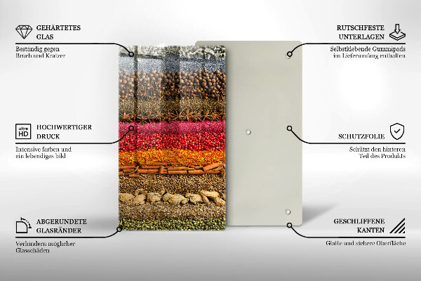 Glasskärbräda Färgglada kryddor