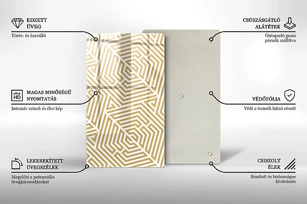 Glasskärbräda med geometriskt linjemönster