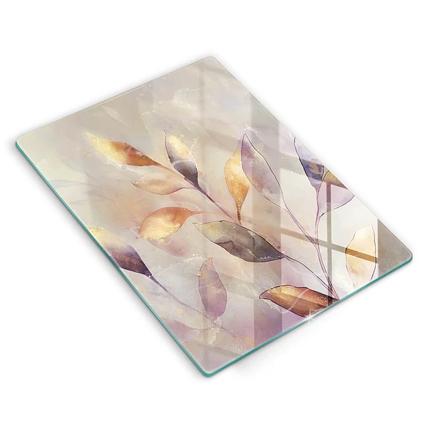 Glasskärbräda med målade boho-löv