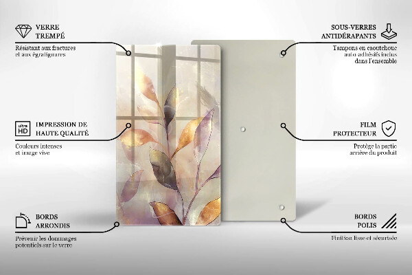 Glasskärbräda Målade boho löv