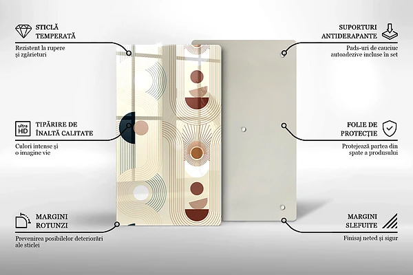 Glasskärbräda med geometriska boho-former