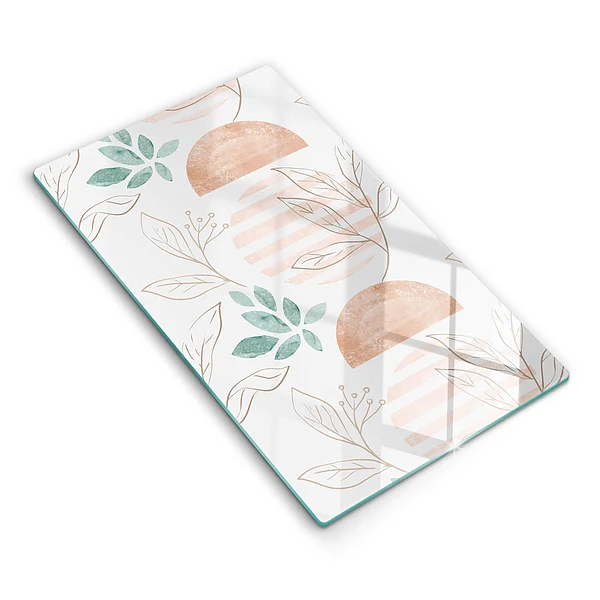 Skärbräda i glas med boho-lövmönster