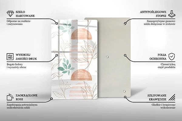 Skärbräda i glas med boho-lövmönster