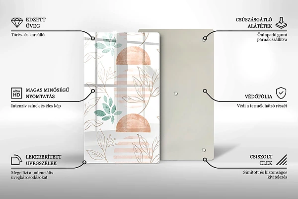 Skärbräda i glas med boho-lövmönster