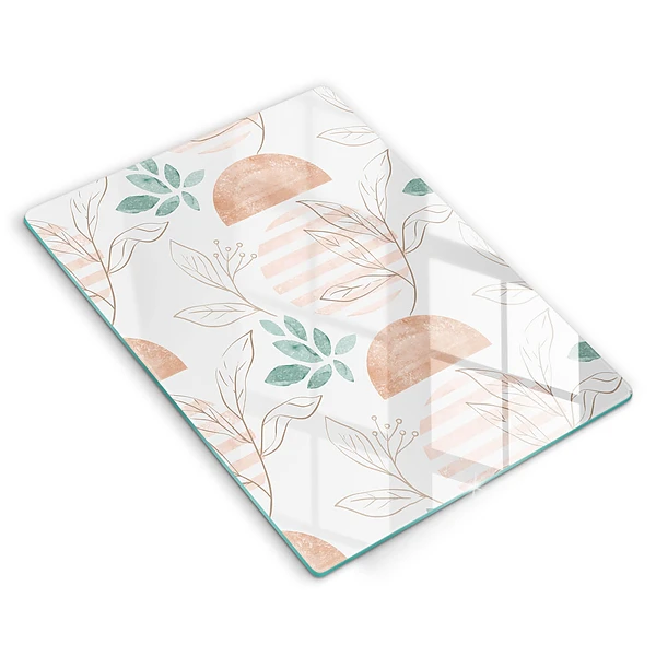 Skärbräda i glas med boho-lövmönster