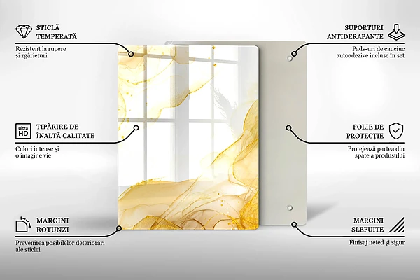 Skärbräda i glas med boho-lövmönster
