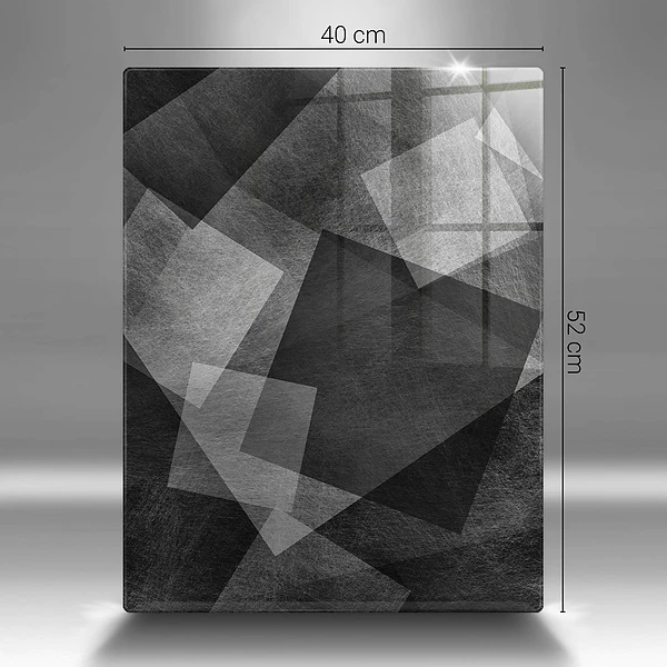 Glasskärbräda med geometrisk abstraktion