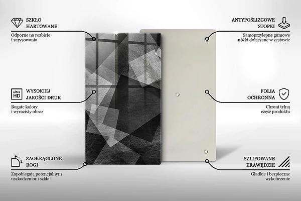 Glasskärbräda med geometrisk abstraktion
