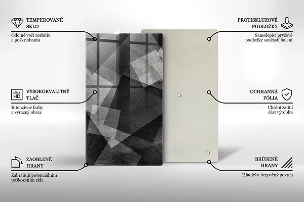 Glasskärbräda med geometrisk abstraktion