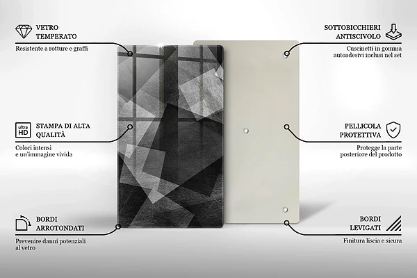Glasskärbräda med geometrisk abstraktion