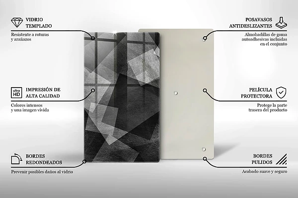 Glasskärbräda med geometrisk abstraktion