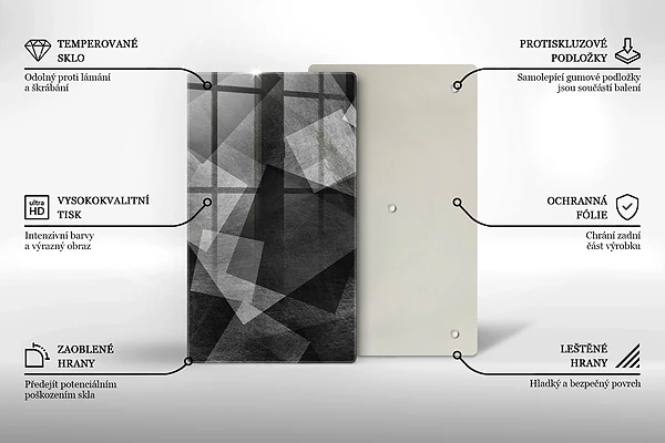 Glasskärbräda med geometrisk abstraktion